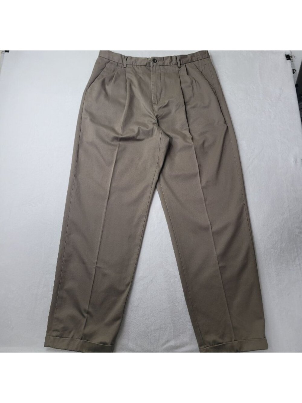 Chaps Men's Brown Pleated Front Khaki Dress Pants W38 L32
